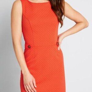 Modcloth Sleeveless Sheath Dress Red Orange Size Large NWT